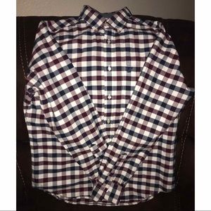 American Eagle maroon checkered  button up